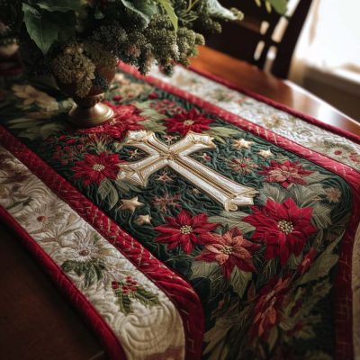 Starry Cross Quilted Table Runner