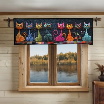 Starry Eyed Cat Quilted Valance