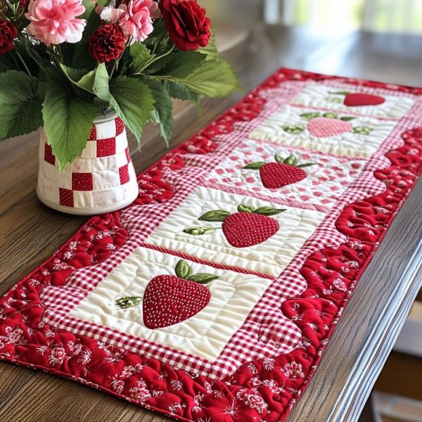 Strawberry Fields Quilted Table Runner