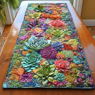 Succulent Garden Quilted Table Runner