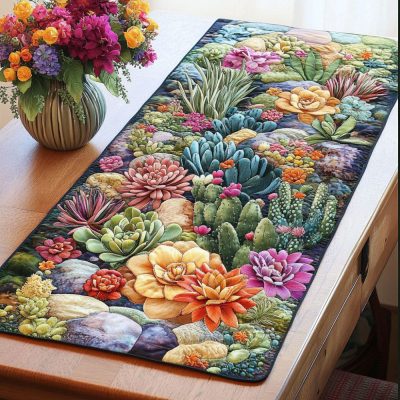 Succulent Garden Quilted Table Runner