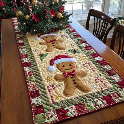 Sugary Ginger Wonderland Quilted Table Runner