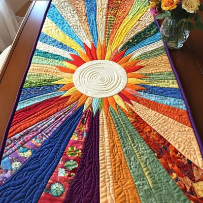 Sunburst Glow Quilted Table Runner