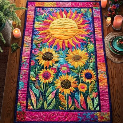 Sunflower Dawn Quilted Table Runner