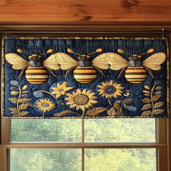 Sunflower Bees Quilted Valance