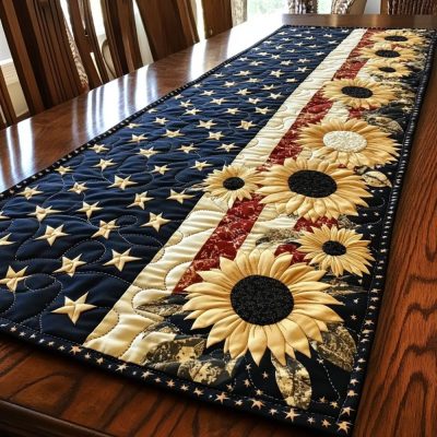Sunflower Charm Quilted Table Runner