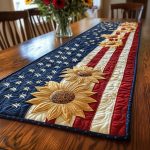 Sunflower Glory Stripes Quilted Table Runner