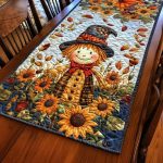 Sunflower Scarecrow Charm Quilted Table Runner