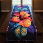 Sunset Hibiscus Quilted Table Runner