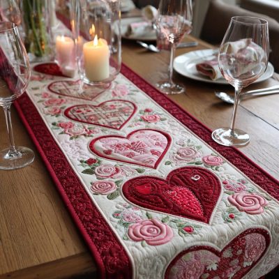 Sweet Hearts Quilted Table Runner