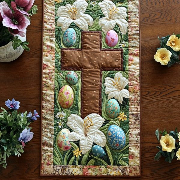 The Cross And The Lily Quilted Table Runner