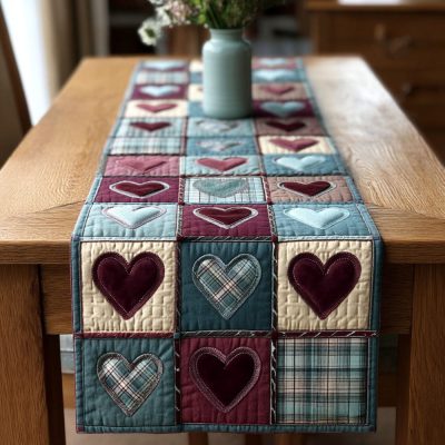 Timeless Hearts Quilted Table Runner