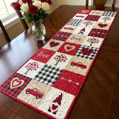 Timeless Hearts Quilted Table Runner