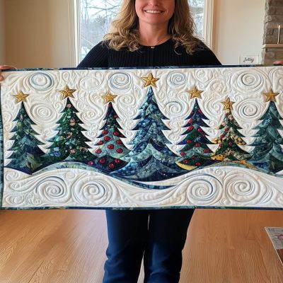 Tinsel Tree Trails Quilted Table Runner