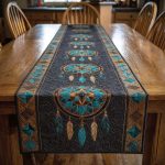 Tribal Feathers Quilted Table Runner