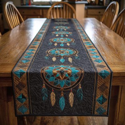 Tribal Feathers Quilted Table Runner
