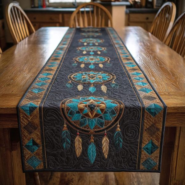 Tribal Feathers Quilted Table Runner