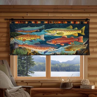 Trophy Trout Quilted Valance