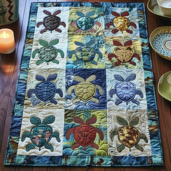 Turtle Harmony Quilted Table Runner