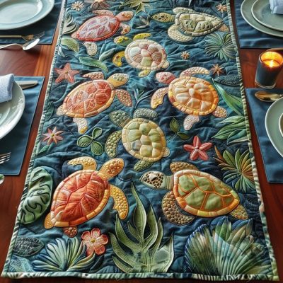 Turtle Sanctuary Quilted Table Runner
