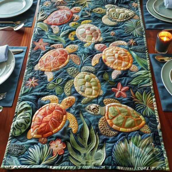 Turtle Sanctuary Quilted Table Runner