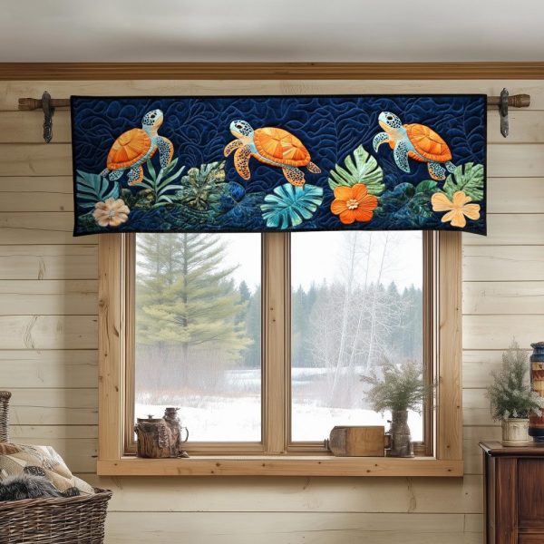 Turtle Harmony Quilted Valance