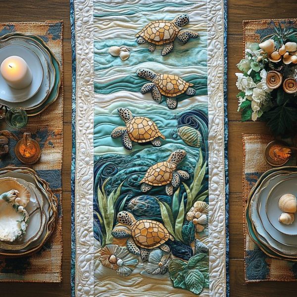 Turtle Tranquility Quilted Table Runner