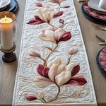 Magnolia Flower Quilted Table Runner