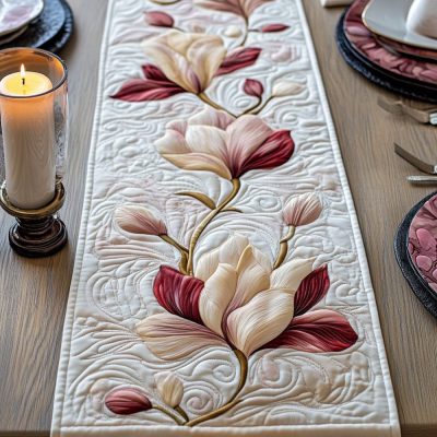 Velvet Blossom Quilted Table Runner