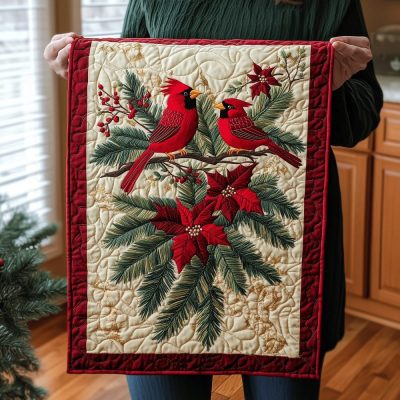 Vibrant Cardinal Quilted Table Runner