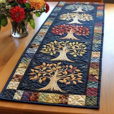 Vibrant Leaves Quilted Table Runner
