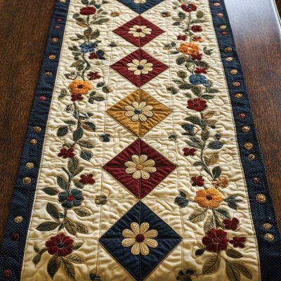 Vintage Bloom Quilted Table Runner