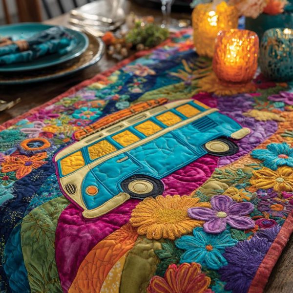 Vintage Peace Quilted Table Runner