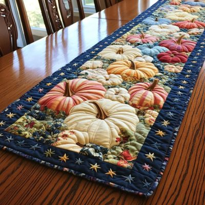 Vintage Pumpkin Quilted Table Runner