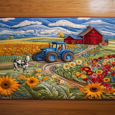 Vintage Tractor Quilted Table Runner