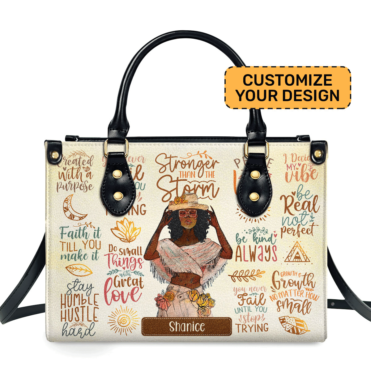 Stronger Than The Storm - Personalized Leather Handbag Sbhn14