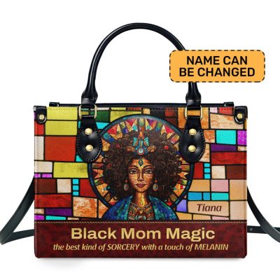 Black Mom Magic - Personalized Leather Handbag - Sb14A