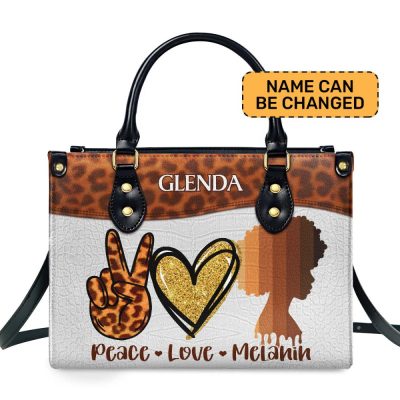 Peace, Love, Melanin - Personalized Leather Handbag Stb06