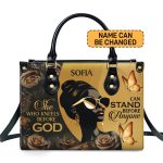 She Who Kneels Before God Can Stand Before Anyone - Personalized Leather Handbag Stb10