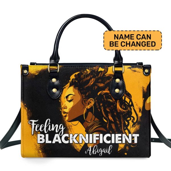 Feeling Blacknificient - Personalized Leather Handbag Stb11
