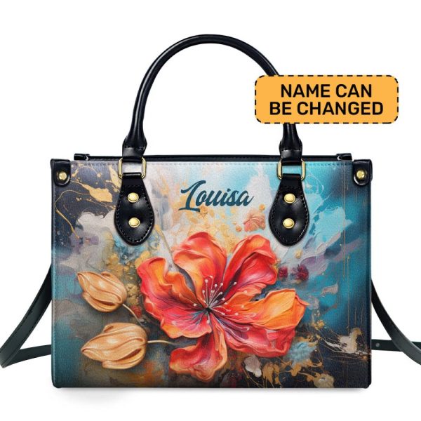Flamboyant Flower - Personalized Leather Handbag Stb131