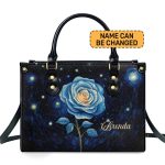 Rose Under The Starry Night - Personalized Leather Handbag - Stb139