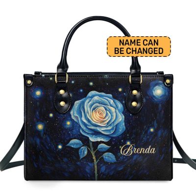 Rose Under The Starry Night - Personalized Leather Handbag - Stb139