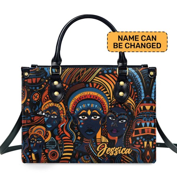 The Origin Black Art - Personalized Leather Handbag With Unique Texture Stb16