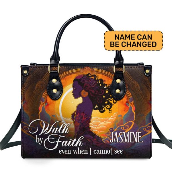 Walk By Faith - Personalized Leather Handbag Stb26
