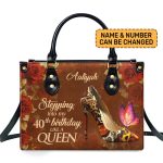 Birthday Queen - Personalized Purple Leather Handbag Stb67
