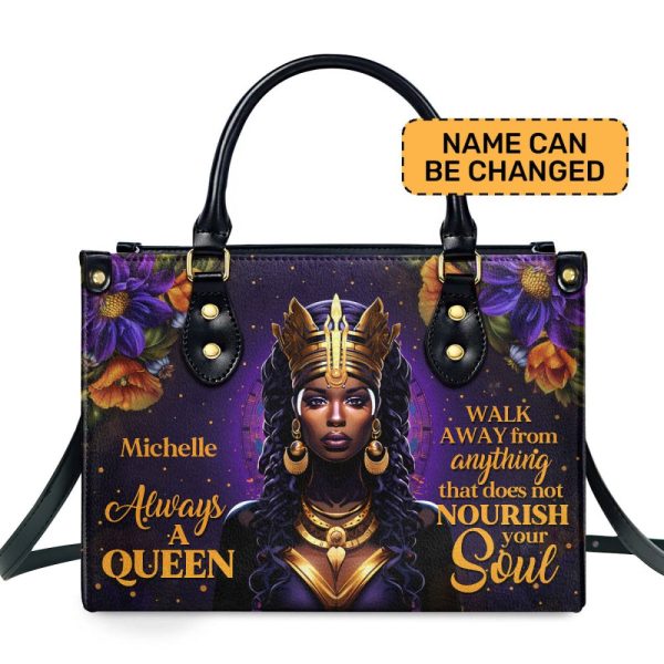 Always A Queen - Personalized Purple Leather Handbag Stb68