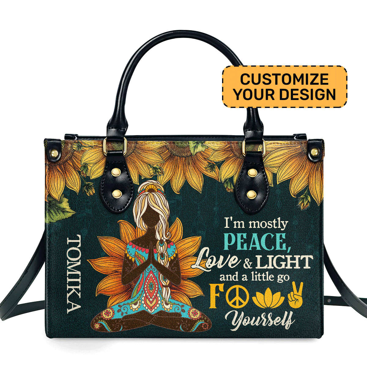 I'M Mostly Peace - Personalized Leather Handbag Sbhn12