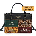 I Am Bold, Loved, Strong, Resilient - Personalized Leather Handbag Stb49A