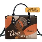 God Says I Am - Personalized Leather Handbag Stb94